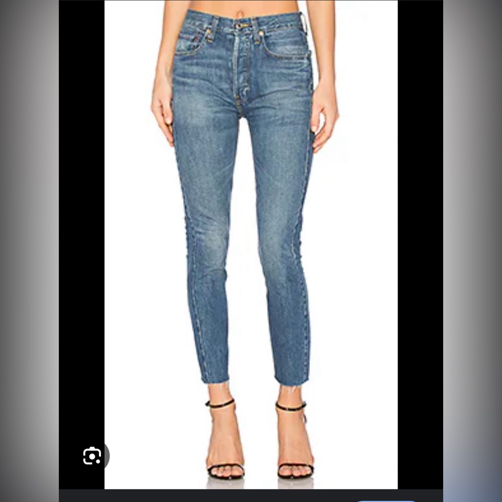 Re/done Originals High Rise Rigid Crop Jean in medium wash size 25